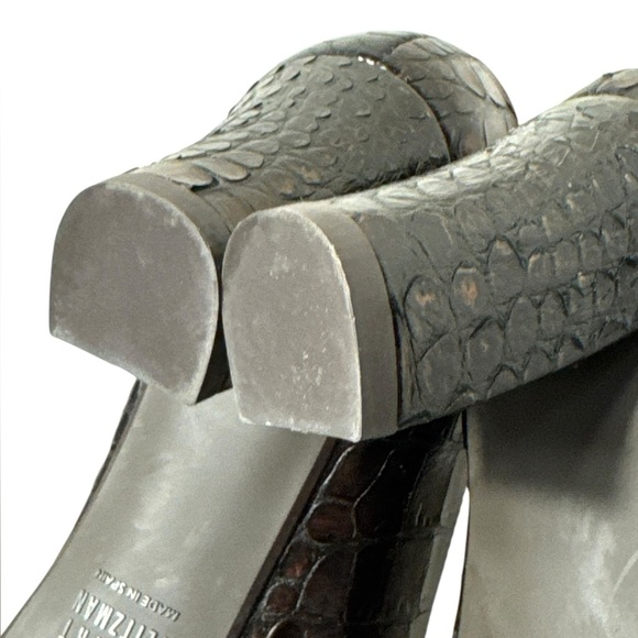 STUART WEITZMAN Women's Dark Brown Croc Leather Tilting Pump Size 7.5 - Picture 7 of 13